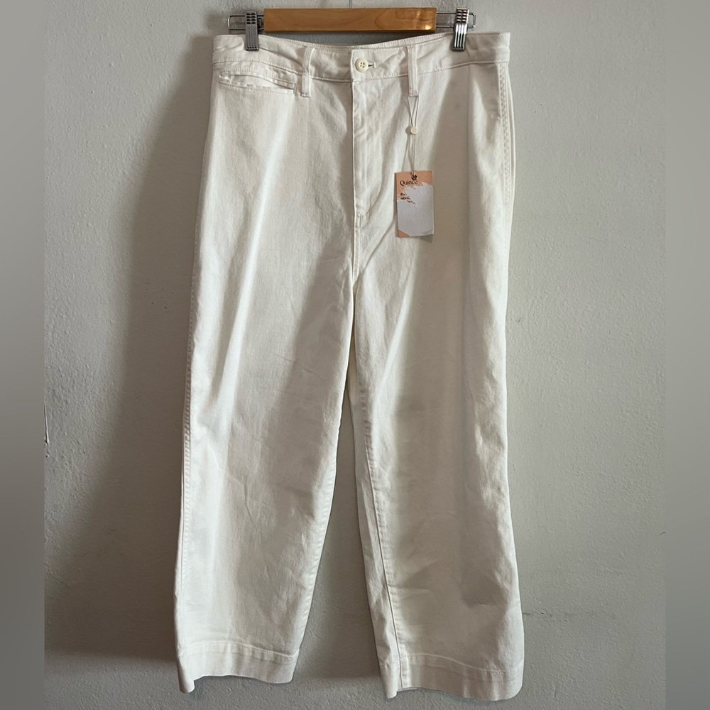 Quince NWT Ivory White High Rise Wide Leg Pants Size Size 32